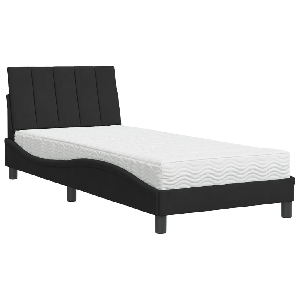 Bett mit Matratze "Hanko" Hellgrau 80x200 cm Samt