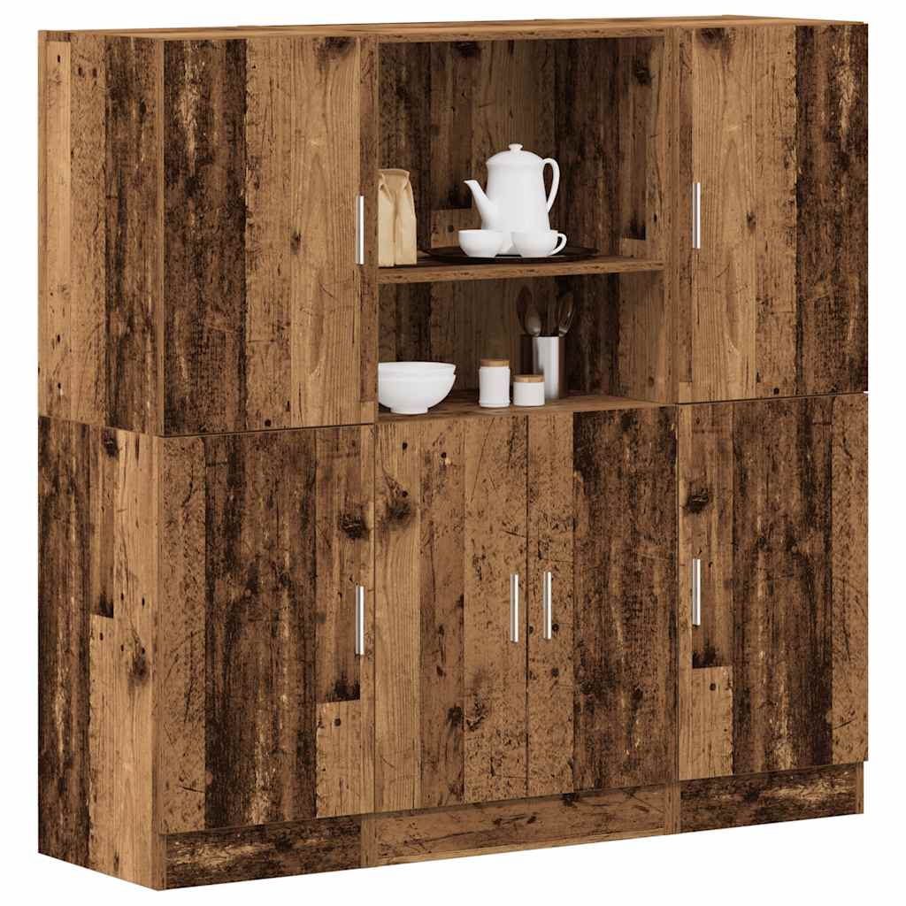 3-tlg. Küchenschrank-Set Weiß Holzwerkstoff