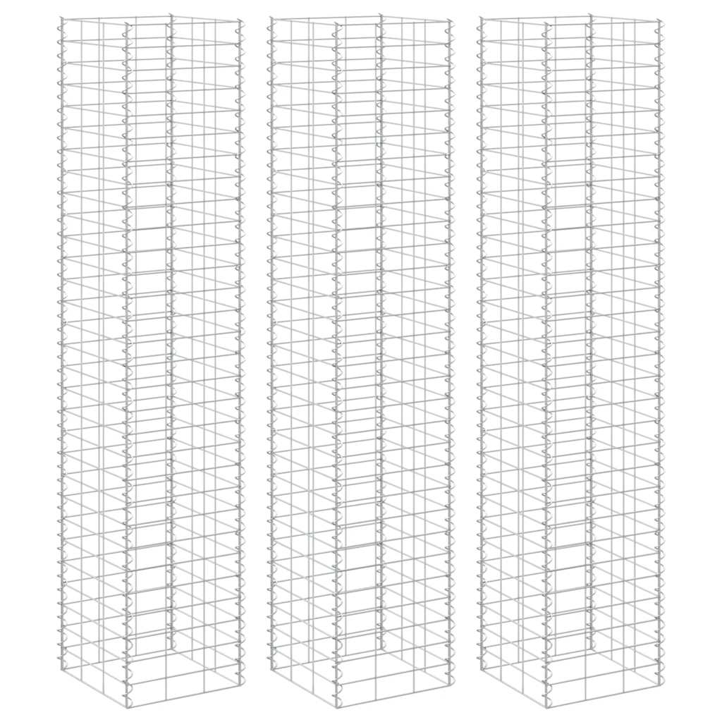 Gabionen-Hochbeete 3 Stk. 30x30x50 cm Eisen