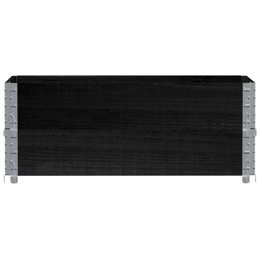 Paletten-Aufsatzrahmen Schwarz 80x60 cm Massivholz Kiefer