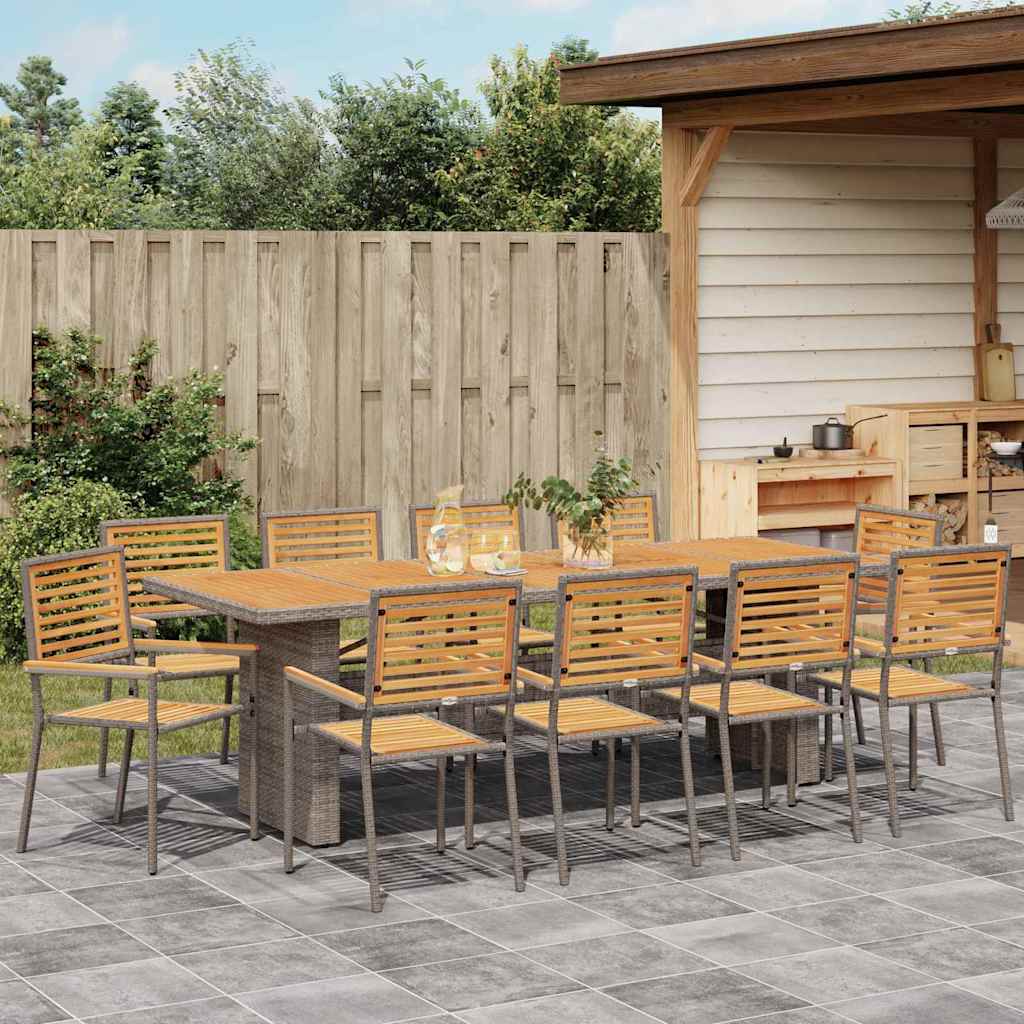 Garten Essgruppe 9 pcs Schwarz und Braun Poly-Rattan