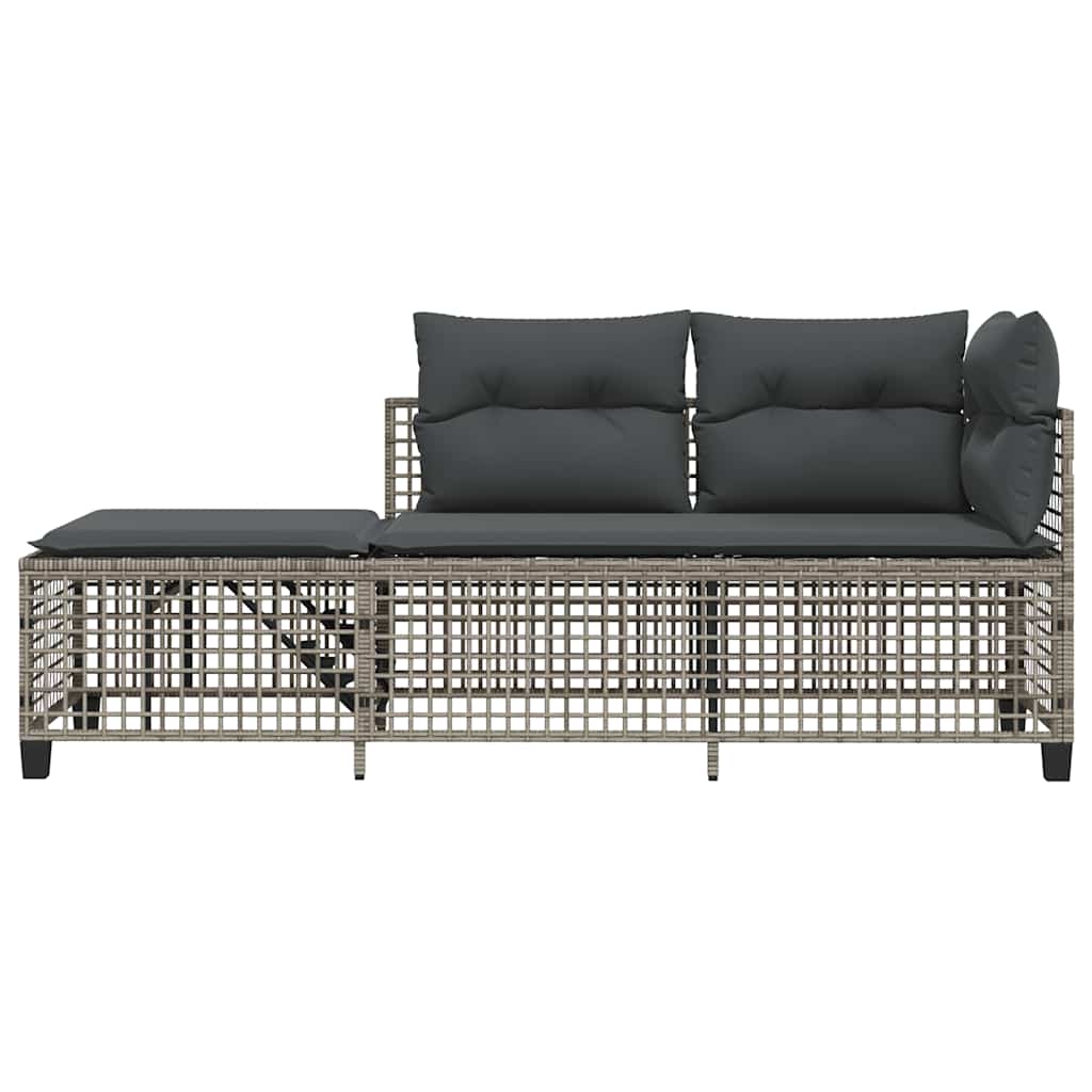 3-tlg. Garten-Ecksofa-Set mit Kissen Schwarz Poly Rattan