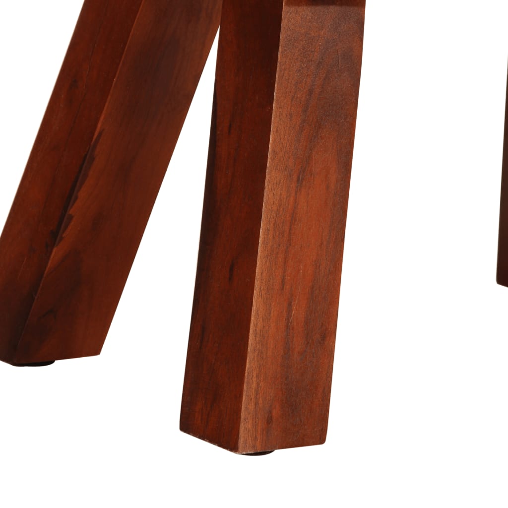 Bank Turnbock-Design 160cm Braun Echtleder Massivholz Akazie