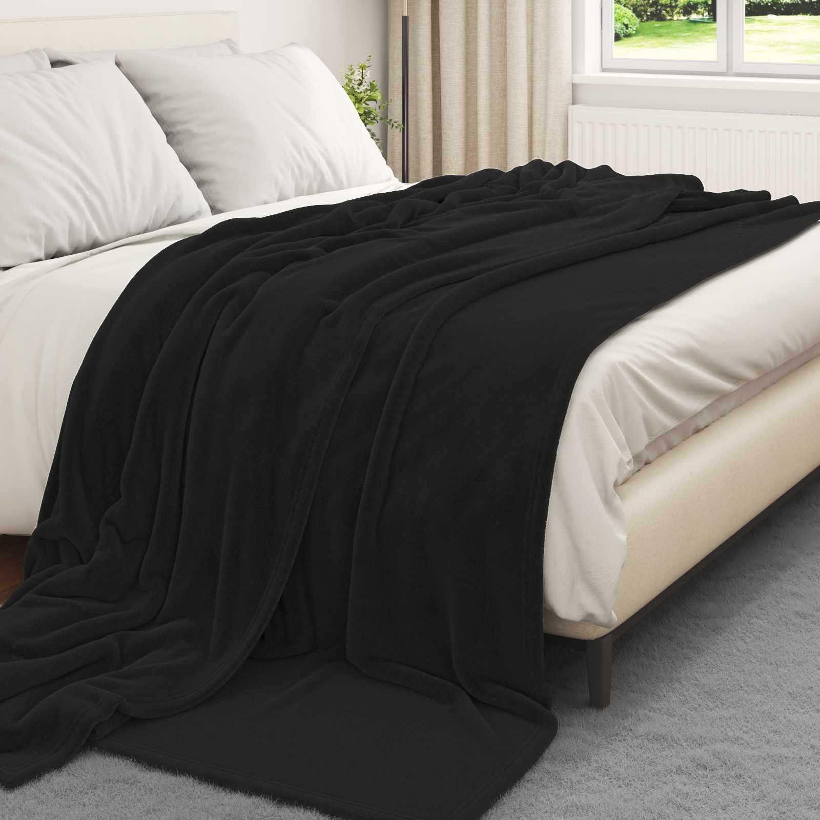 Überwurfdecke Beige 130 x 150 cm Fleece
