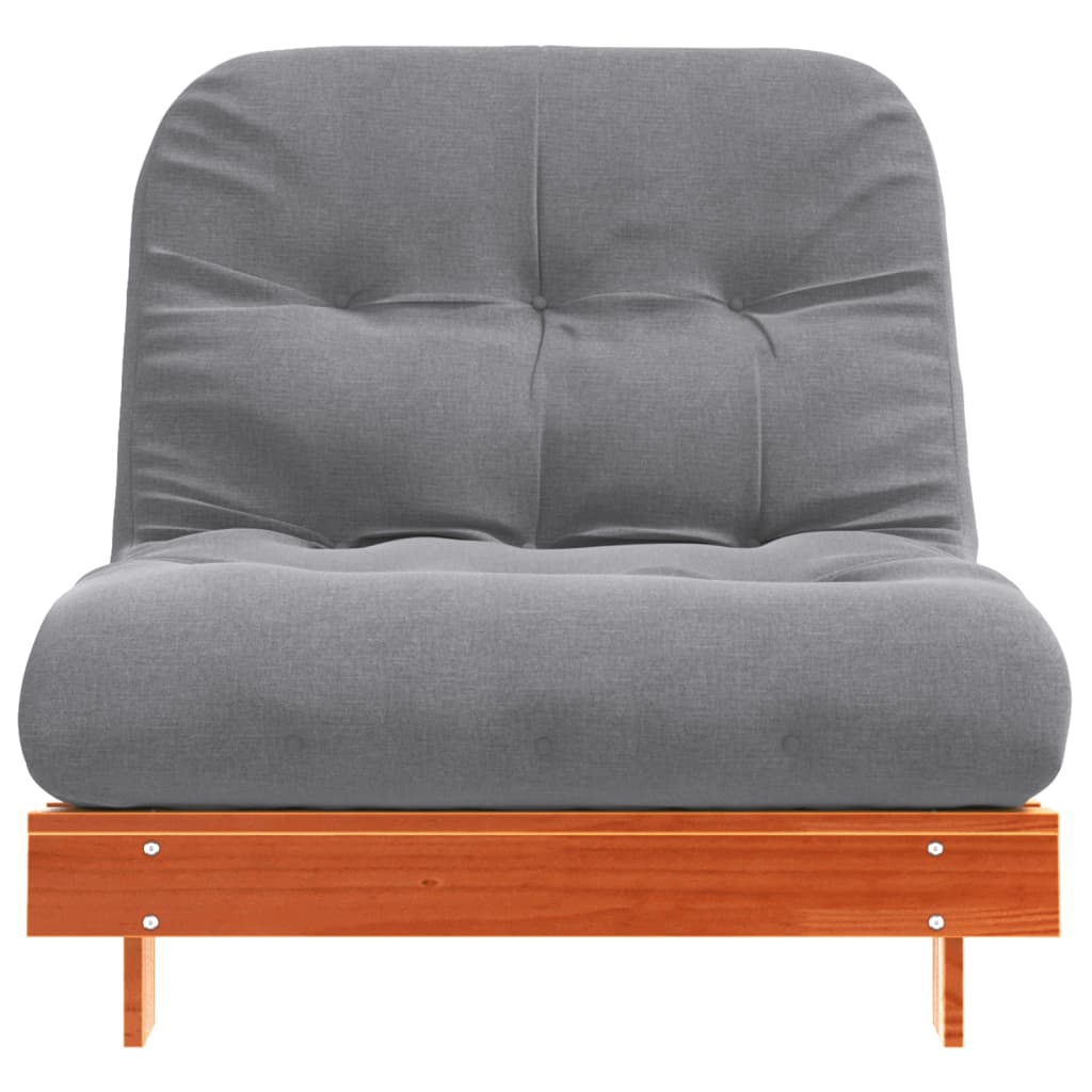 Futon Schlafsofa mit Matratze Braun 70x206x11 Massivholz Kiefer