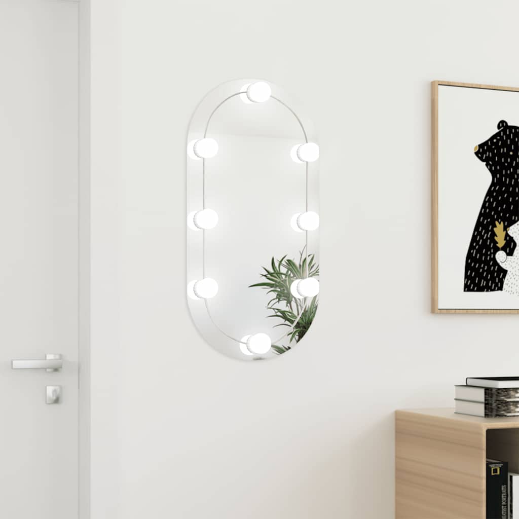 Spiegel mit LED-Leuchten 60x30 cm Glas Oval