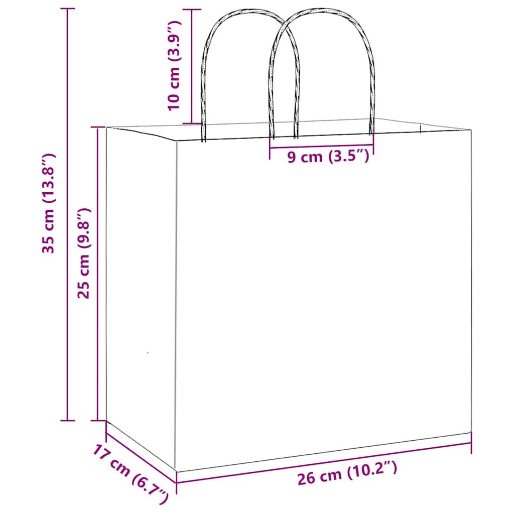 Papiertragetaschen 50 Stk. mit Henkeln Braun 21x11x36 cm