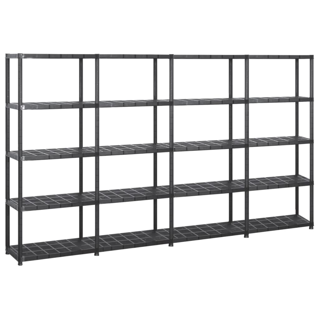 Lagerregal 4-Tier Schwarz 61x30,5x130 cm Kunststoff
