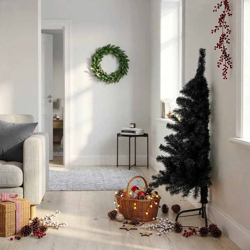 Künstlicher Halb-Weihnachtsbaum mit Ständer Grün 150 cm PVC