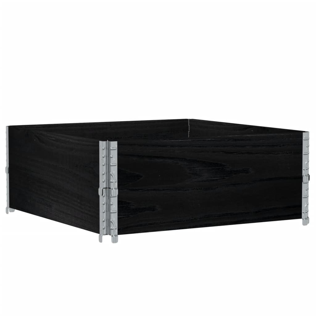 Paletten-Aufsatzrahmen Schwarz 80x60 cm Massivholz Kiefer