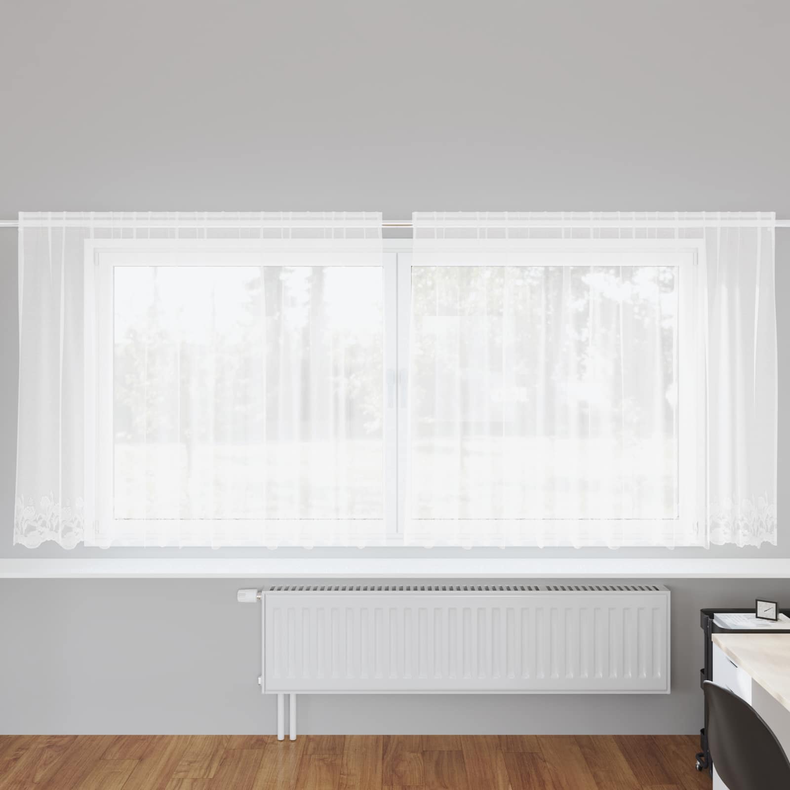 Spitzenvorhang mit Vorhängen Floral Weiß 80 x 150 cm Polyester