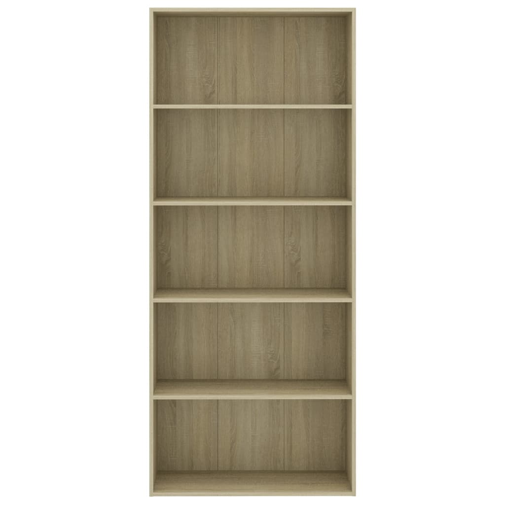 Bücherregal Schwarz Eichen-Optik 80x30x189 cm Holzwerkstoff