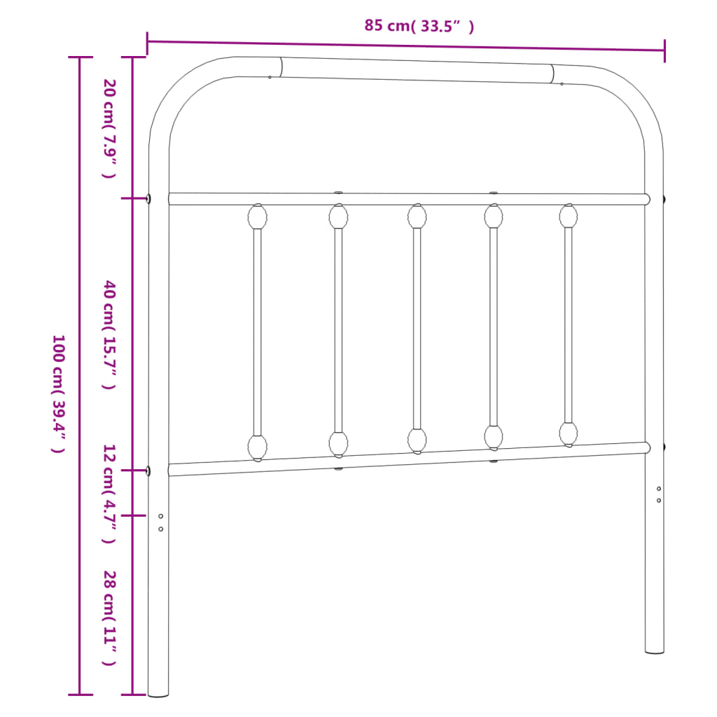 Ersatz-Kopfteil Metall Schwarz 75 cm
