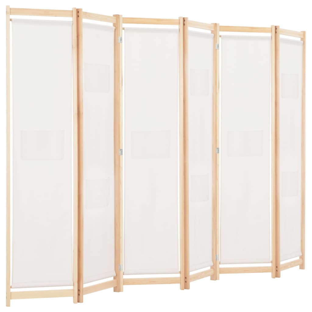 5-teiliger Raumteiler Creme 200 x 170 x 4 cm Stoff