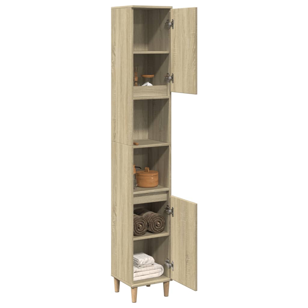 Badschrank Weiß 30x30x190 cm Holzwerkstoff