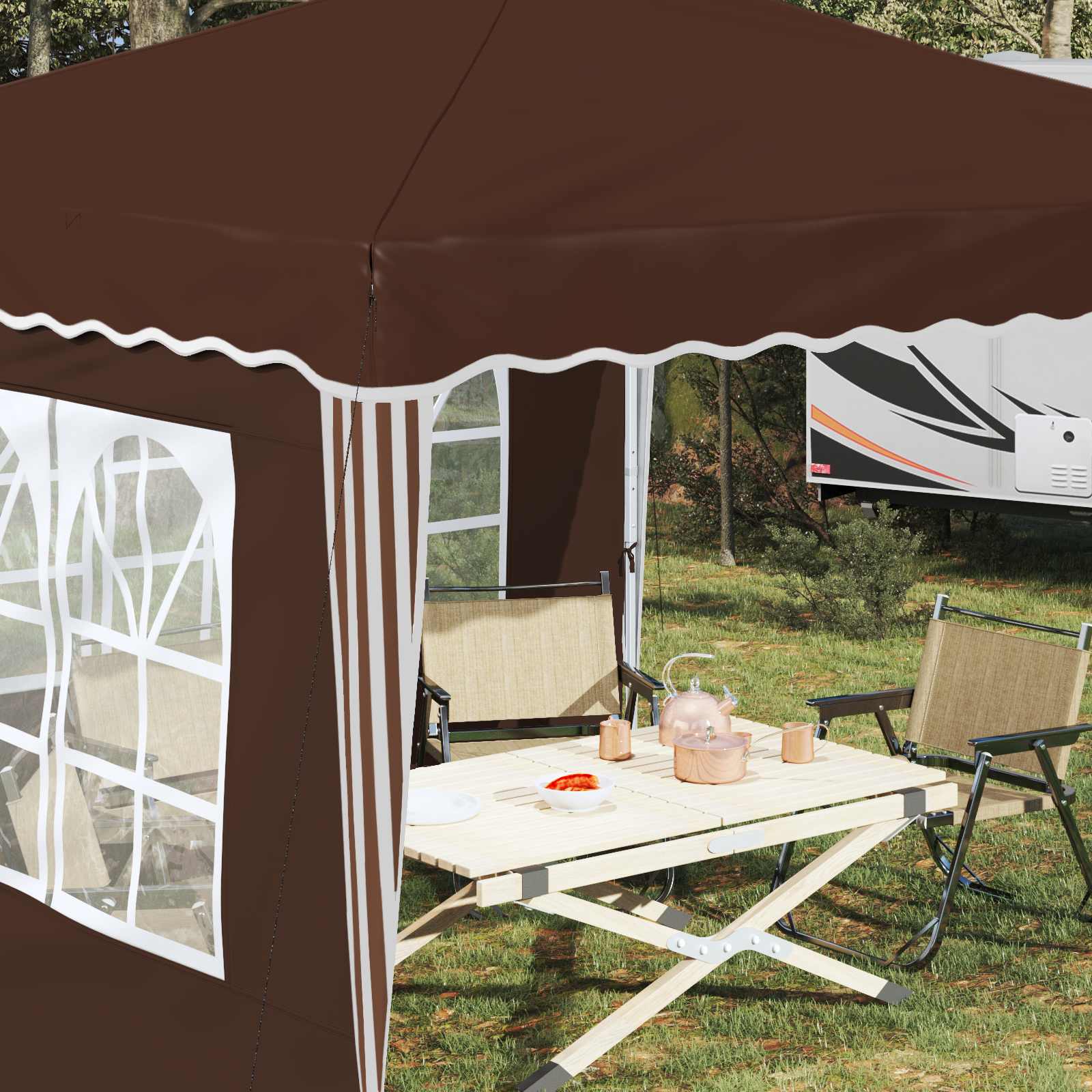 Pop-up Partyzelt 288 x 288 x 245 cm Creme Oxford-Stoff