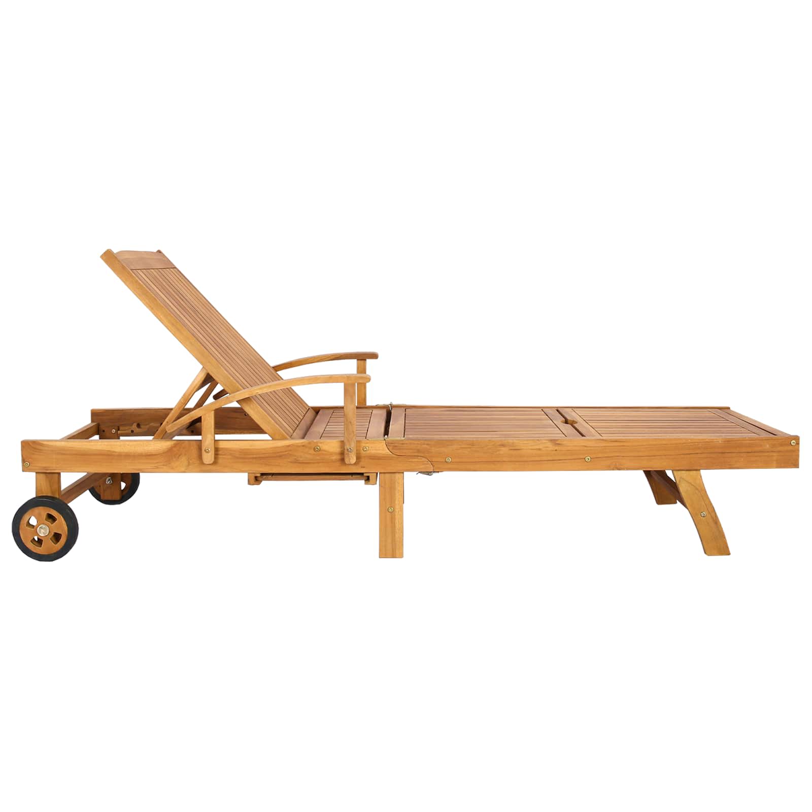Sonnenliege 1-Person Braun Massivholz Teak