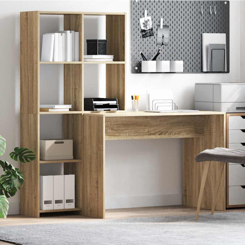 Schreibtisch mit Regal Weiß 138,5 x 55 x 143 cm Holzwerkstoff