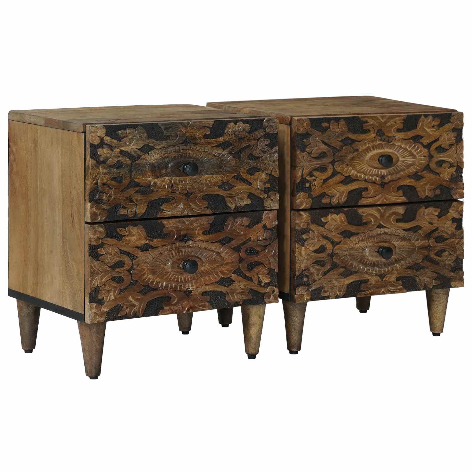Nachttisch Braun 40 x 33,5 x 46 cm Massivholz Mango