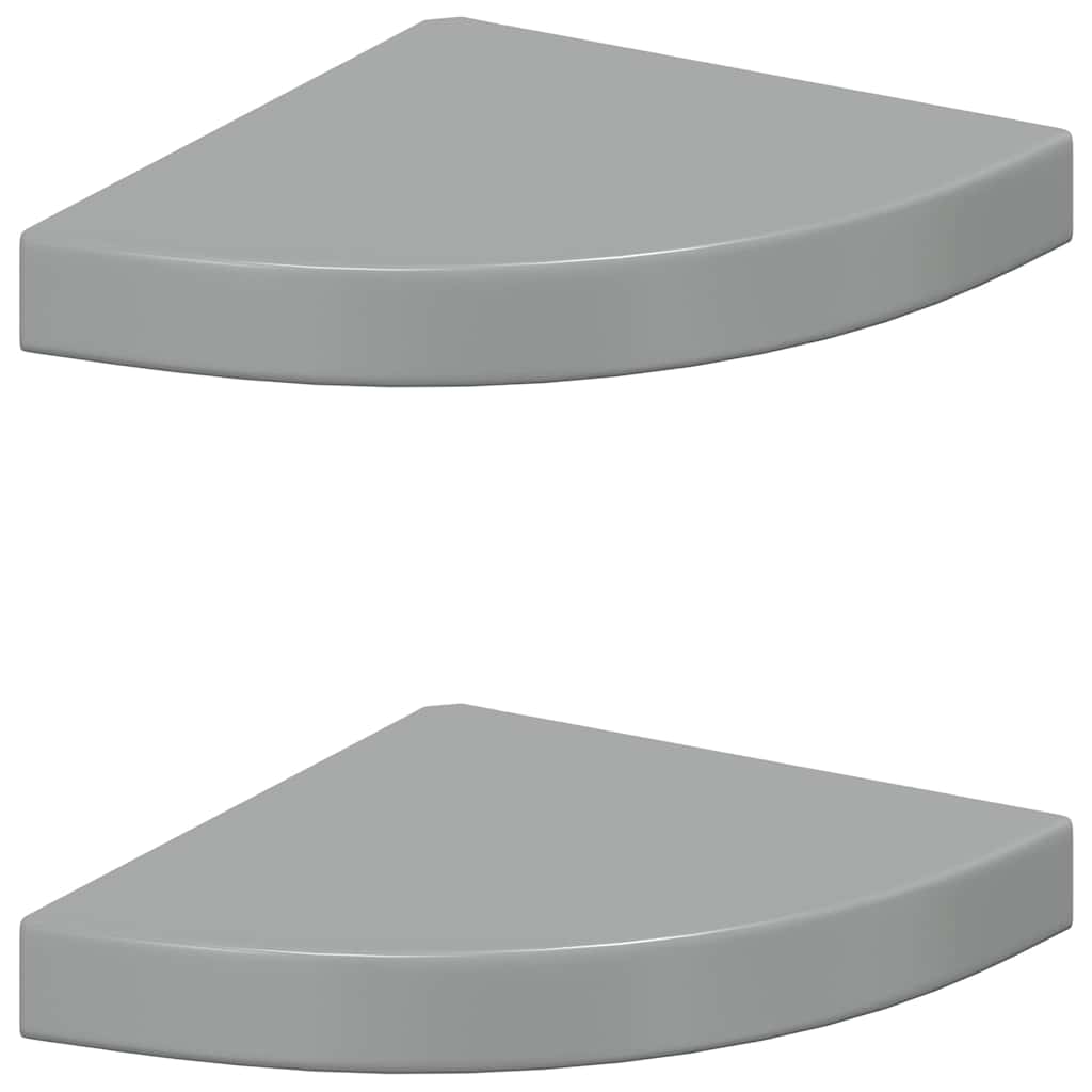 Schwebende Eckregale 2 Stk. Hochglanz-Weiß 25x25x3,8 cm MDF