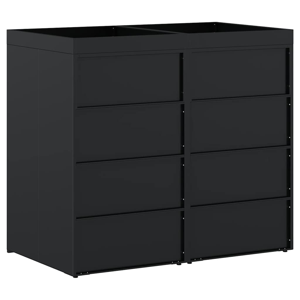 Mülltonnenbox für 2 Tonnen Schwarz 138x79x117 cm Stahl