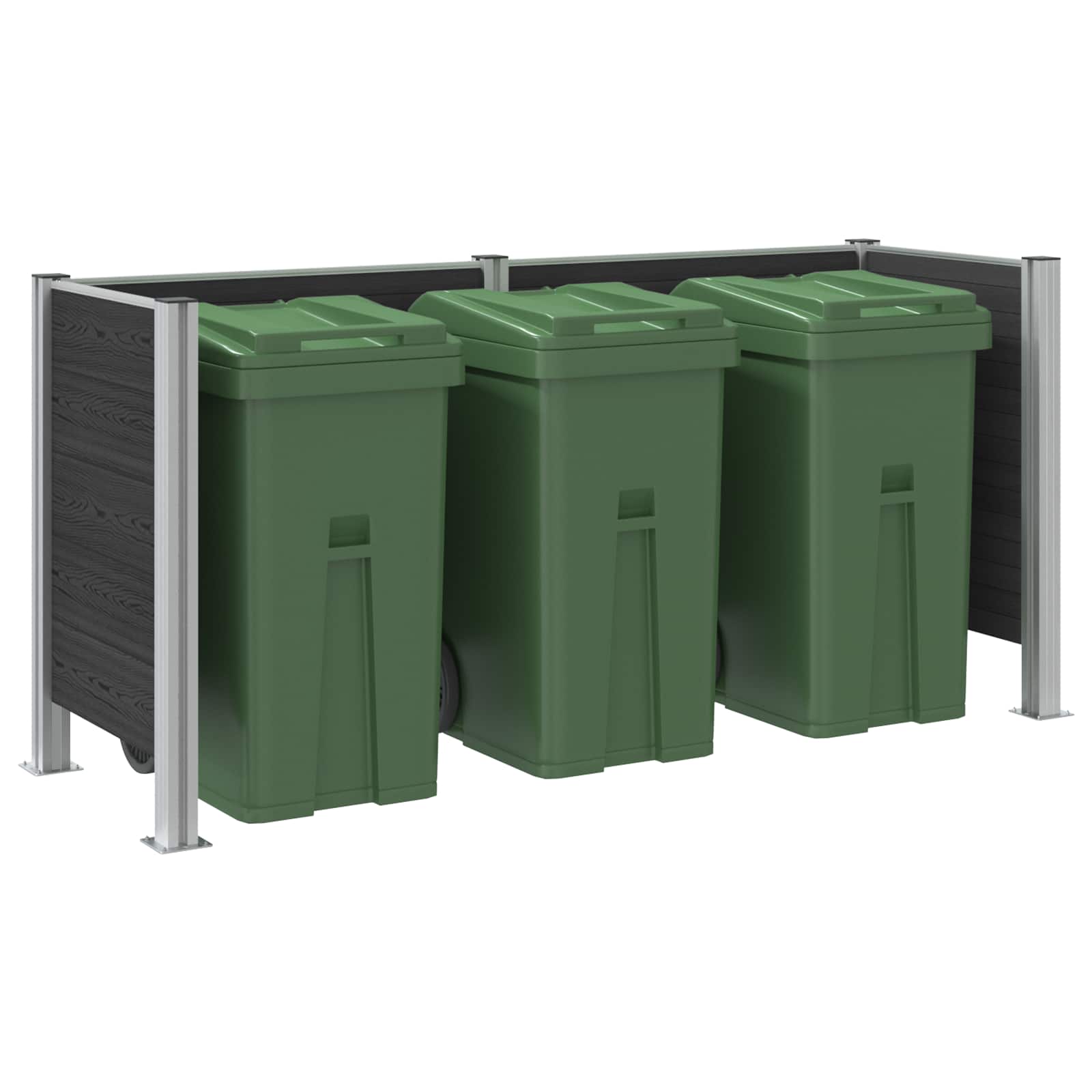 Mülltonnenzaun Braun 161 x 85 x 115 cm Aluminium und WPC