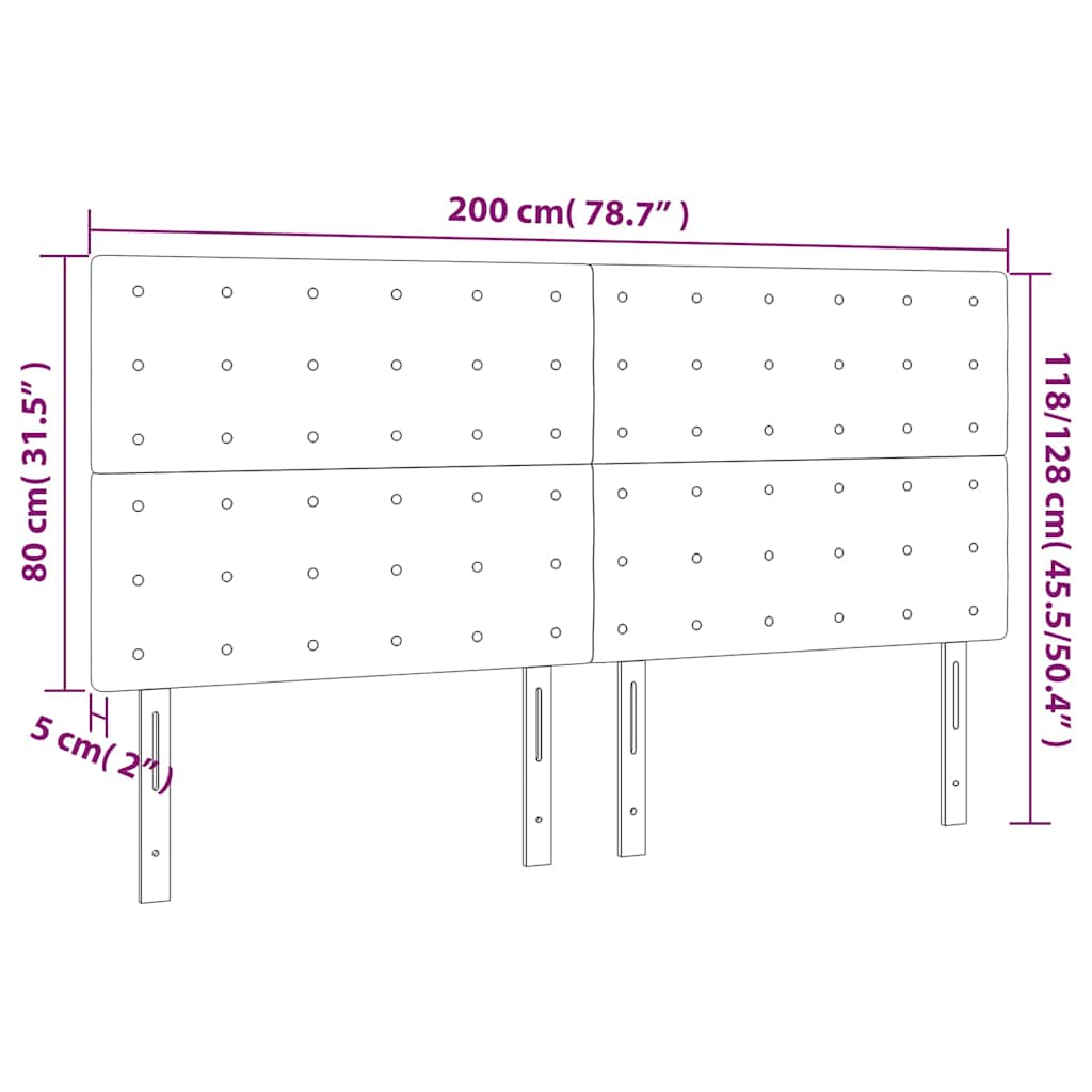 Kopfteil Hellgrau 80x5x118/128 cm Samt