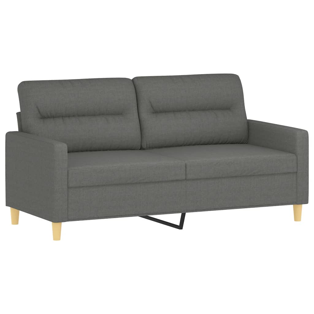 3-tlg. Sofagarnitur mit Kissen Creme Stoff