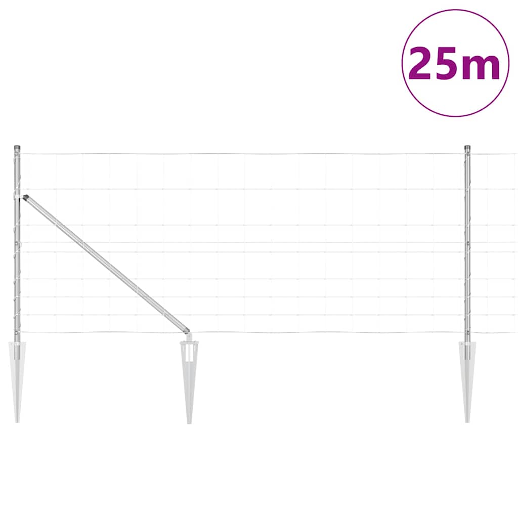 Ground Fix Geschweißter Drahtzaun 25 x 0,8 m Silber Netz