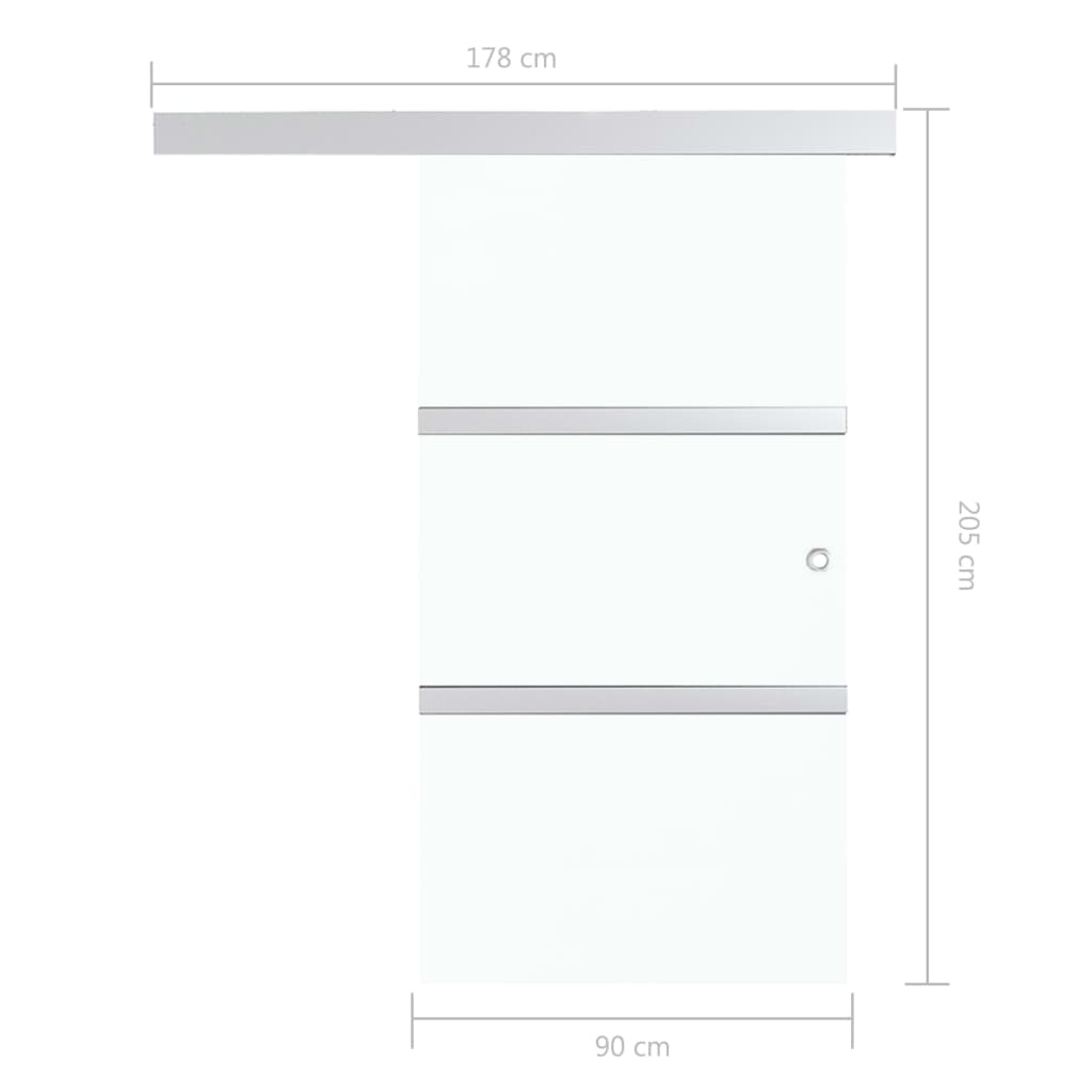 Schiebetür ESG-Glas und Aluminium 90x212 cm Silbern