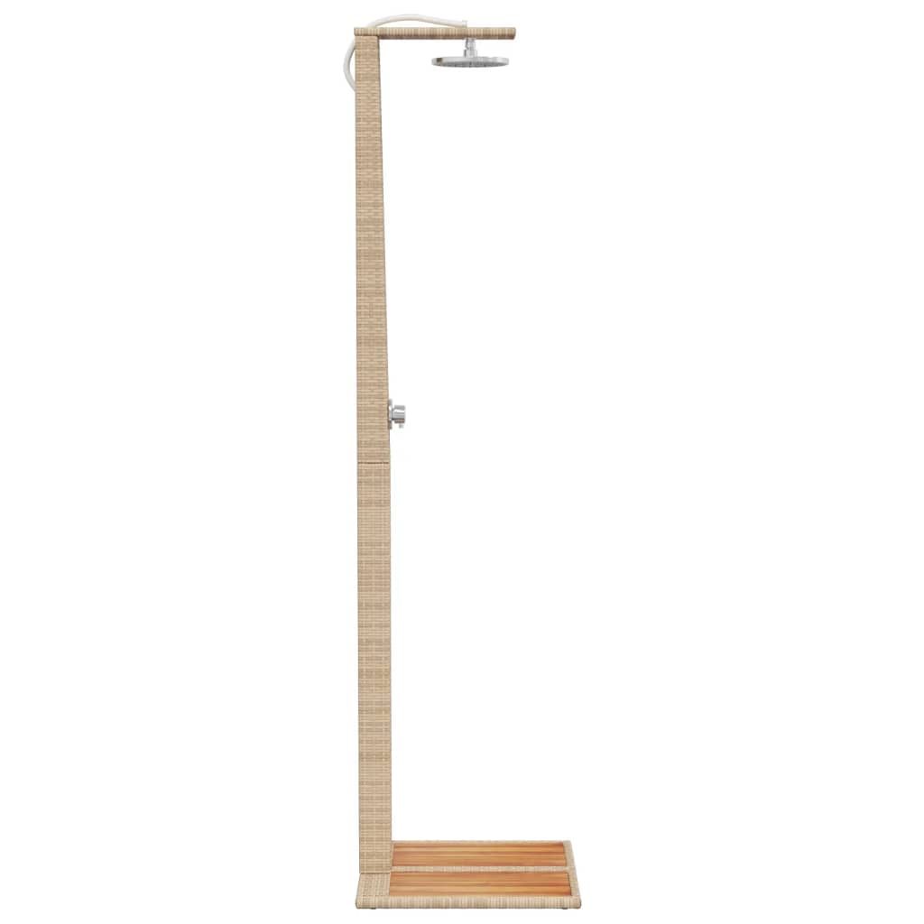 Gartendusche Schwarz 50x55x224 cm Poly Rattan und Akazienholz