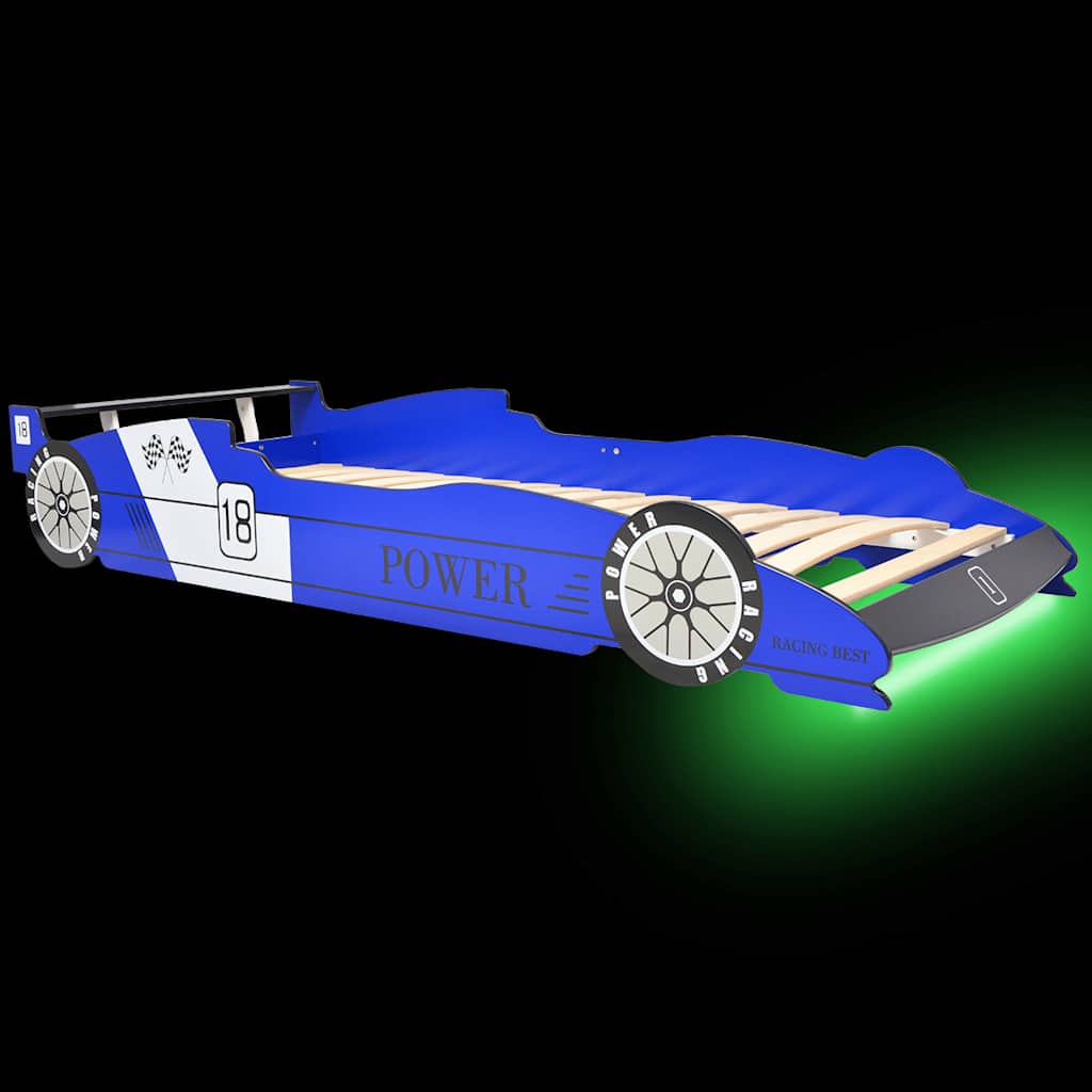 Kinderbett mit LED im Rennwagen-Design 90 x 200 cm Rot