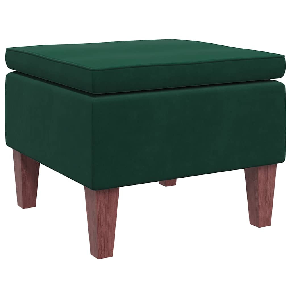 Hocker mit Holzbeinen Dunkelgrau Samt