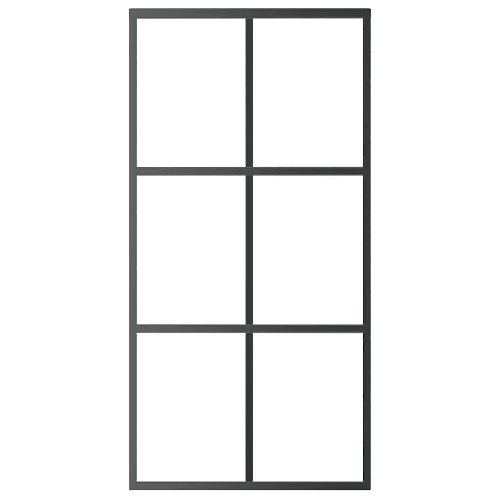 Schiebetür 3-teilig ESG-Glas und Aluminium 76x205 cm Schwarz