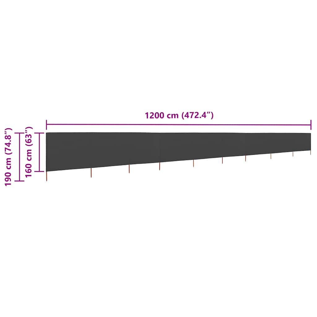3-teiliges Windschutzgewebe 400 x 120 cm Weiß