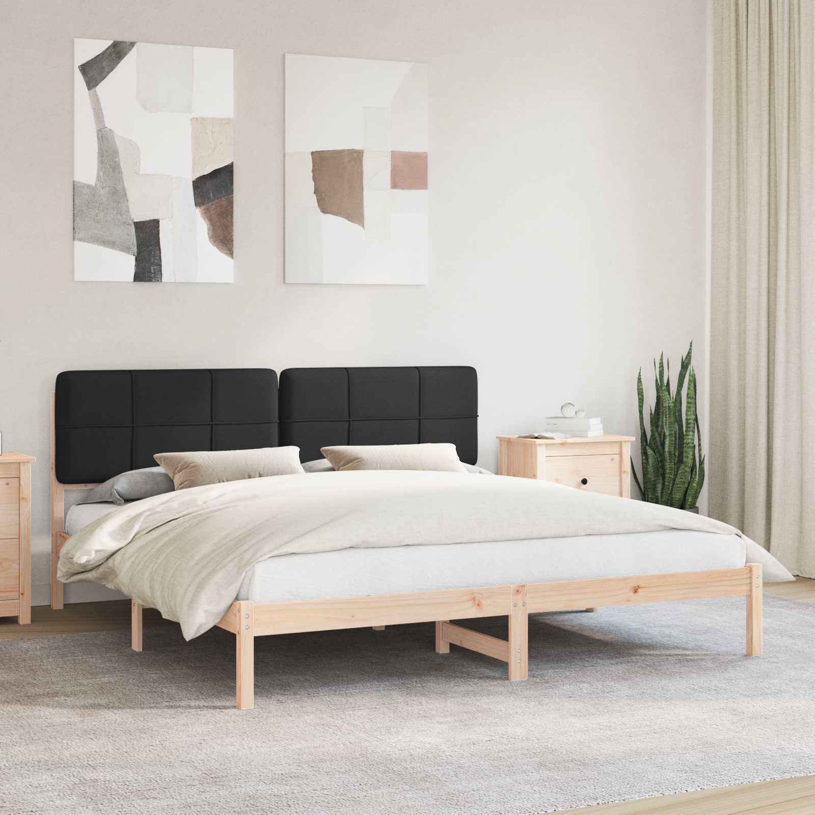 Bettgestell mit gepolstertem Kopfteil Hellgrau 200 x 200 cm