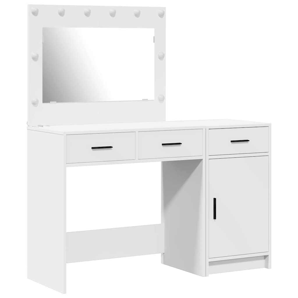 Schminktisch mit Spiegelbeleuchtung 2 pcs Weiß Holzwerkstoff