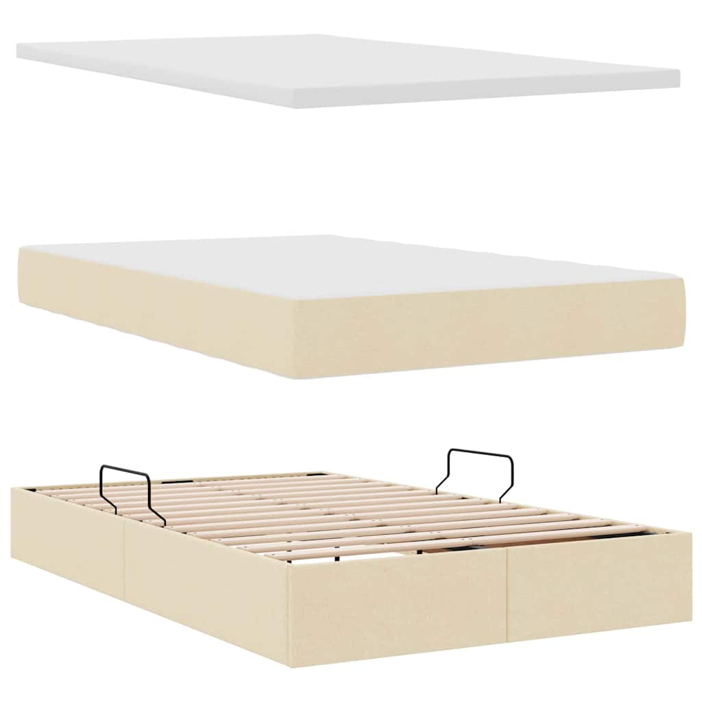 Aufbewahrungsbett mit Matratze Hellgrau 90 x 190 cm Polyester