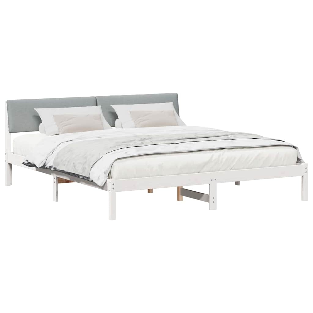 Bettgestell Braun und hellgrau 200 x 200 cm Massivholz Kiefer