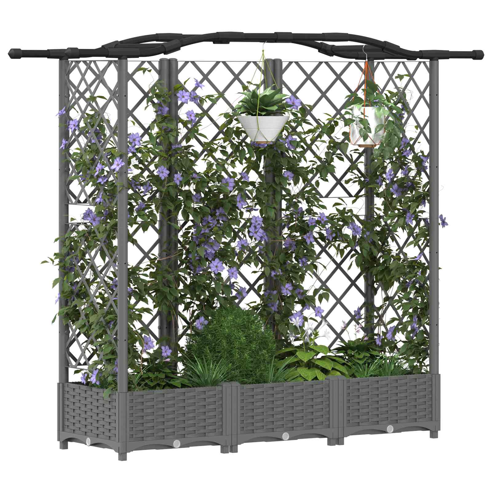 Hochbeet mit Rankgitter und Dach Braun 124 x 40 x 123 cm PP