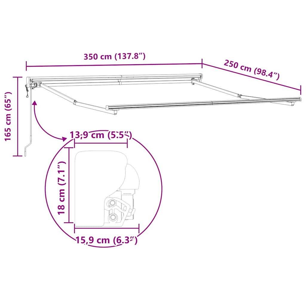 Markisenrahmen Verstellbar Weiß 2,5 x 2 m Stahl