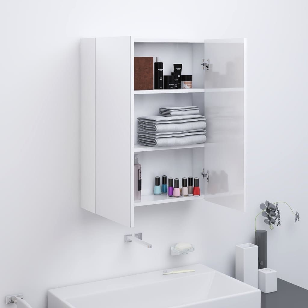 Bad-Spiegelschrank 60x15x75 cm MDF Glänzendes Schwarz