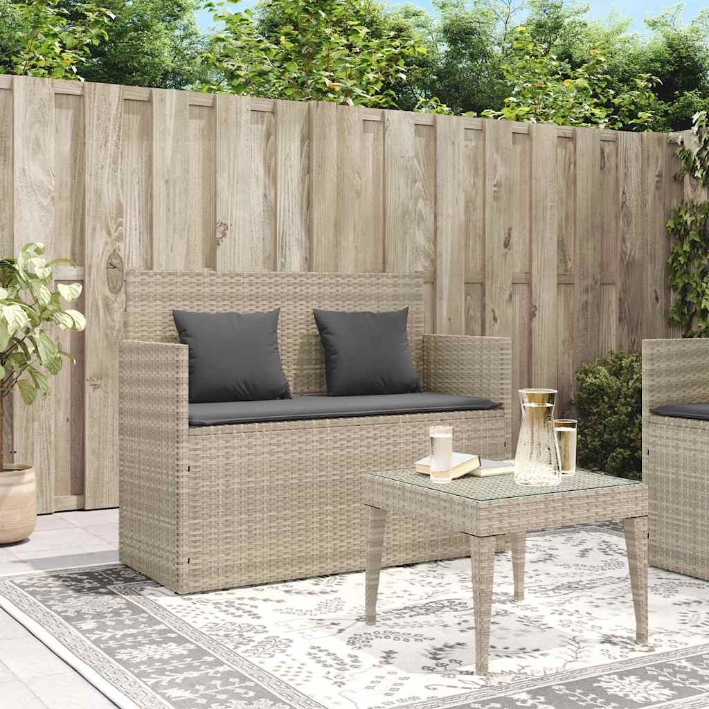 Gartenbank mit Kissen Schwarz Poly Rattan