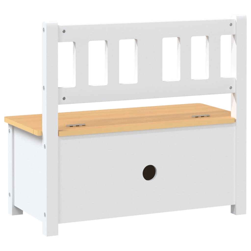 Kinderbank mit Stauraum Weiß und Grau 60x30x55 cm MDF