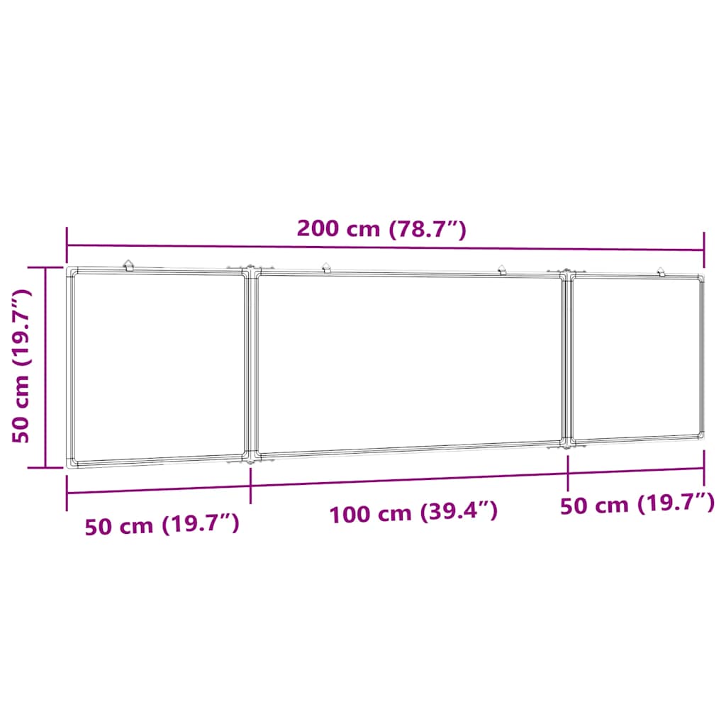 Magnetisches Whiteboard Klappbar 160x40x1,7 cm Aluminium