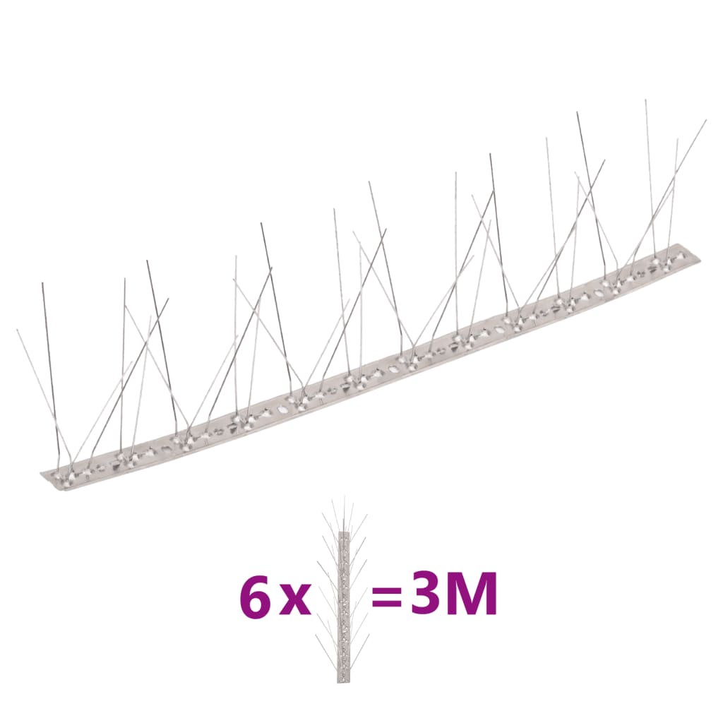 20-tlg. Taubenabwehr Spikes-Set Edelstahl 10 m 4-reihig