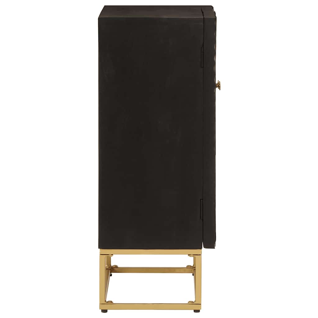 Nachttisch Schwarz 40x30x50 cm Massivholz Mango und Eisen