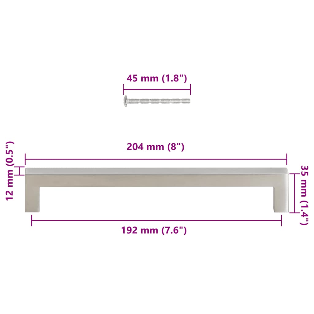 Möbelgriffe 10 Stk. Silbern 64 mm Edelstahl