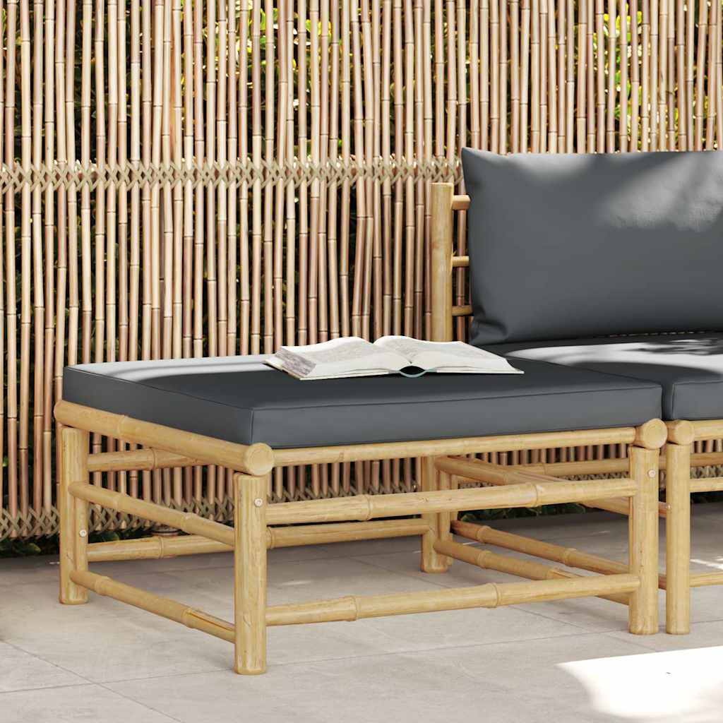 3-tlg. Garten-Lounge-Set mit Kissen Bambus