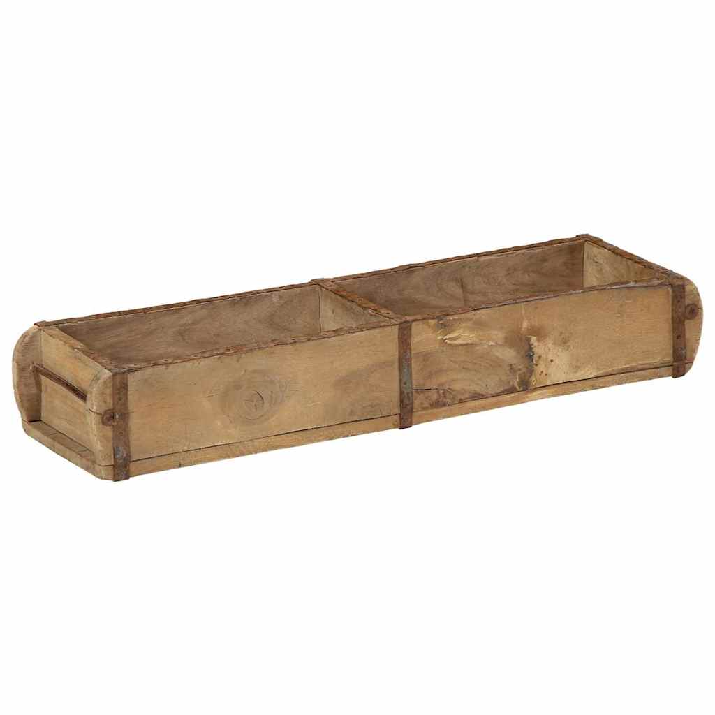 Tablett Braun 30 x 15 x 9 cm Massives upgecyceltes Holz